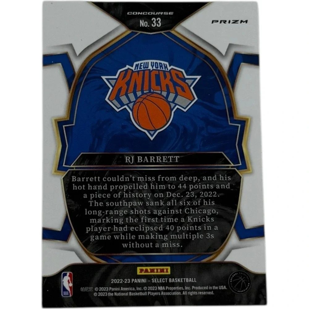RJ Barrett 2022-23 Panini Select Concourse‎ Green Purple Prizm #33 Knicks
